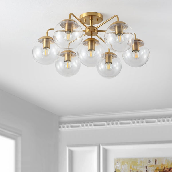 Safavieh CAMDYN, 7-Light Flush Mount Fixture, 25-Inch, Modern Design for Stunning Illumination & Style Brass FLU4078A