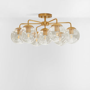 Safavieh CAMDYN, 7-Light Flush Mount Fixture, 25-Inch, Modern Design for Stunning Illumination & Style Brass FLU4078A