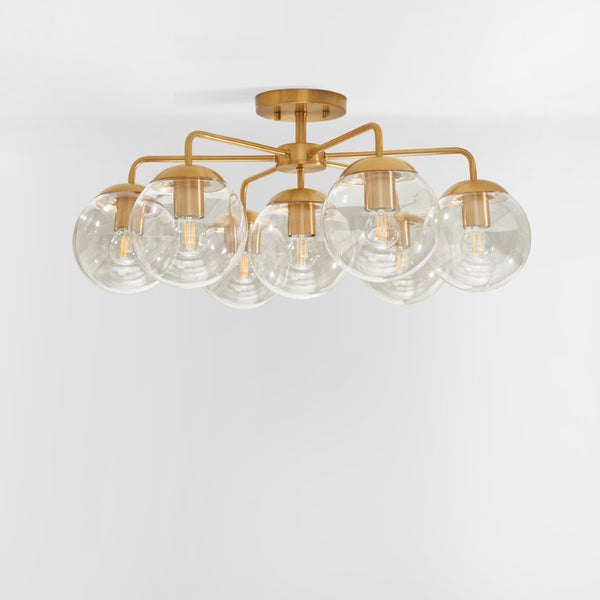 Safavieh CAMDYN, 7-Light Flush Mount Fixture, 25-Inch, Modern Design for Stunning Illumination & Style Brass FLU4078A