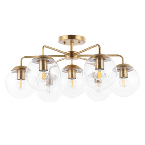 Safavieh CAMDYN, 7-Light Flush Mount Fixture, 25-Inch, Modern Design for Stunning Illumination & Style Brass FLU4078A