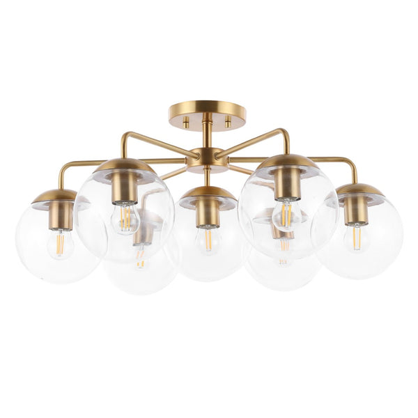 Safavieh CAMDYN, 7-Light Flush Mount Fixture, 25-Inch, Modern Design for Stunning Illumination & Style Brass FLU4078A