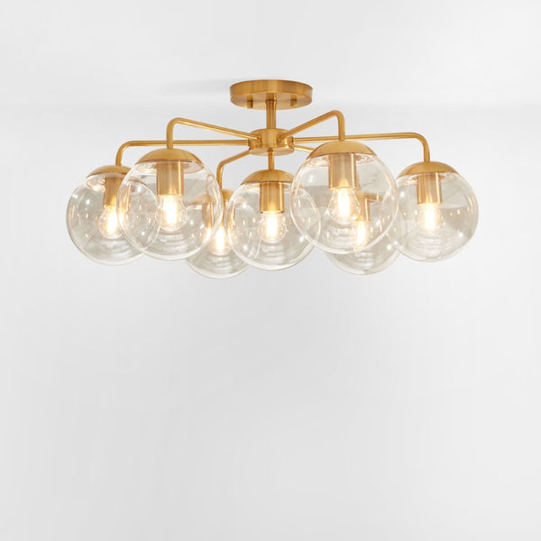 Safavieh CAMDYN, 7-Light Flush Mount Fixture, 25-Inch, Modern Design for Stunning Illumination & Style Brass FLU4078A