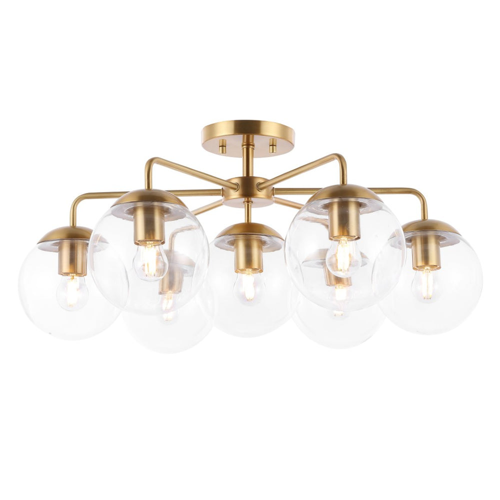 Safavieh CAMDYN, 7-Light Flush Mount Fixture, 25-Inch, Modern Design for Stunning Illumination & Style Brass FLU4078A