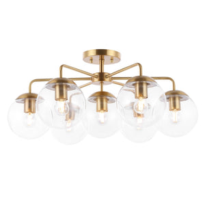 Safavieh CAMDYN, 7-Light Flush Mount Fixture, 25-Inch, Modern Design for Stunning Illumination & Style Brass FLU4078A