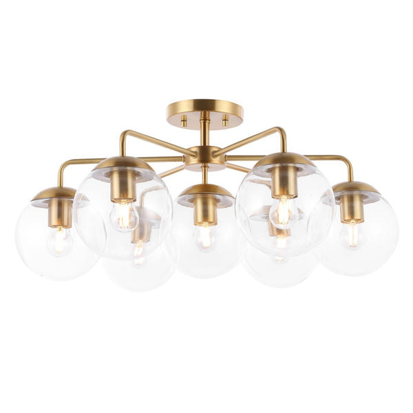 Safavieh CAMDYN, 7-Light Flush Mount Fixture, 25-Inch, Modern Design for Stunning Illumination & Style Brass FLU4078A