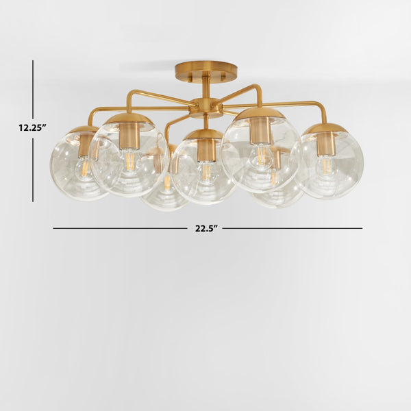 Safavieh CAMDYN, 7-Light Flush Mount Fixture, 25-Inch, Modern Design for Stunning Illumination & Style Brass FLU4078A