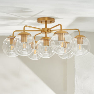 Safavieh CAMDYN, 7-Light Flush Mount Fixture, 25-Inch, Modern Design for Stunning Illumination & Style Brass FLU4078A