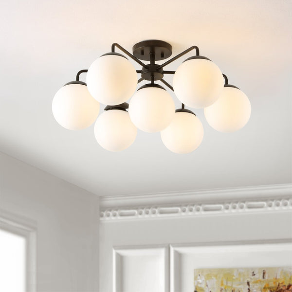 Safavieh CAMDYN, 7-Light Flush Mount Fixture, 25-Inch, Modern Design for Stunning Illumination & Style Black FLU4078B
