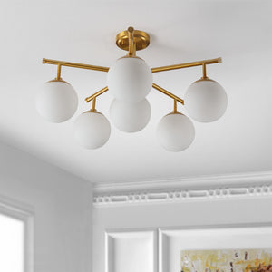 Safavieh BRIETTE, 6-Light Flush Mount Fixture, Modern Minimalist Design for Elegant Home Illumination Gold FLU4079A