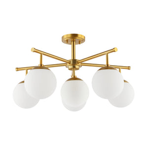 Safavieh BRIETTE, 6-Light Flush Mount Fixture, Modern Minimalist Design for Elegant Home Illumination Gold FLU4079A