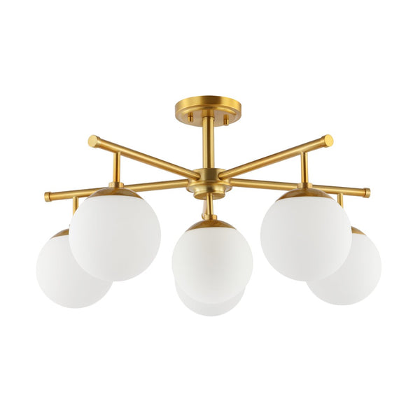 Safavieh BRIETTE, 6-Light Flush Mount Fixture, Modern Minimalist Design for Elegant Home Illumination Gold FLU4079A