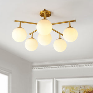 Safavieh BRIETTE, 6-Light Flush Mount Fixture, Modern Minimalist Design for Elegant Home Illumination Gold FLU4079A