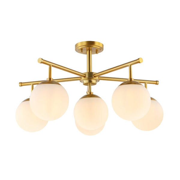 Safavieh BRIETTE, 6-Light Flush Mount Fixture, Modern Minimalist Design for Elegant Home Illumination Gold FLU4079A