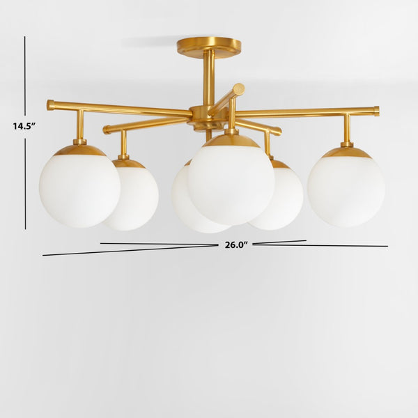 Safavieh BRIETTE, 6-Light Flush Mount Fixture, Modern Minimalist Design for Elegant Home Illumination Gold FLU4079A