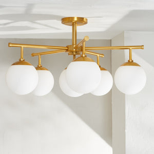 Safavieh BRIETTE, 6-Light Flush Mount Fixture, Modern Minimalist Design for Elegant Home Illumination Gold FLU4079A