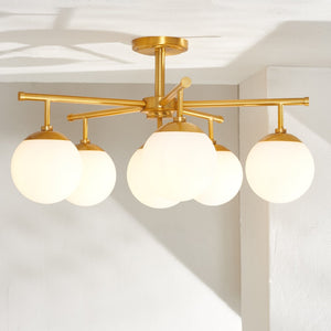 Safavieh BRIETTE, 6-Light Flush Mount Fixture, Modern Minimalist Design for Elegant Home Illumination Gold FLU4079A