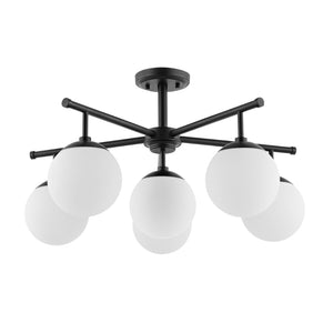 Safavieh BRIETTE, 6-Light Flush Mount Fixture, Modern Minimalist Design for Elegant Home Illumination Black FLU4079B