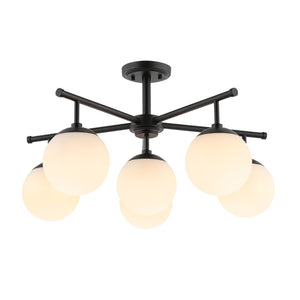 Safavieh BRIETTE, 6-Light Flush Mount Fixture, Modern Minimalist Design for Elegant Home Illumination Black FLU4079B