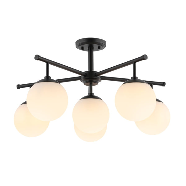 Safavieh BRIETTE, 6-Light Flush Mount Fixture, Modern Minimalist Design for Elegant Home Illumination Black FLU4079B