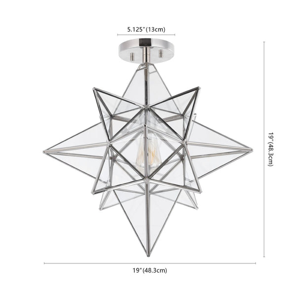 Safavieh ABRIELLE, 19 Inch Geometric Flush Mount Light Fixture for Modern and Transitional Interiors Nickle FLU4081A