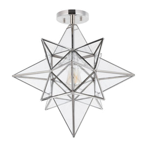 Safavieh ABRIELLE, 19 Inch Geometric Flush Mount Light Fixture for Modern and Transitional Interiors Nickle FLU4081A