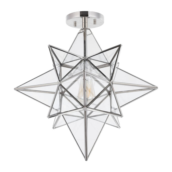 Safavieh ABRIELLE, 19 Inch Geometric Flush Mount Light Fixture for Modern and Transitional Interiors Nickle FLU4081A