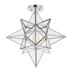 Safavieh ABRIELLE, 19 Inch Geometric Flush Mount Light Fixture for Modern and Transitional Interiors Nickle FLU4081A