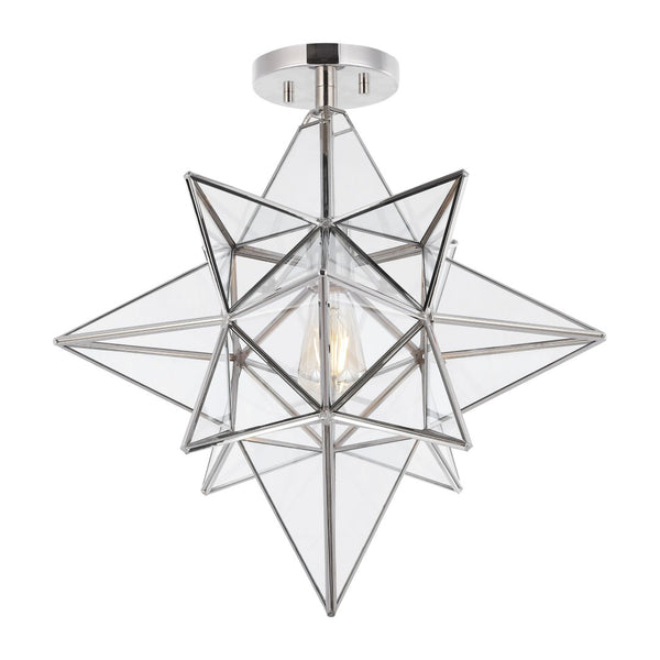 Safavieh ABRIELLE, 19 Inch Geometric Flush Mount Light Fixture for Modern and Transitional Interiors Nickle FLU4081A