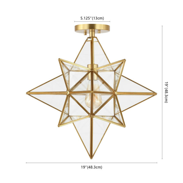 Safavieh ABRIELLE, 19 Inch Geometric Flush Mount Light Fixture for Modern and Transitional Interiors Brass FLU4081B