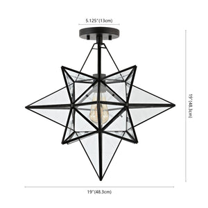 Safavieh ABRIELLE, 19 Inch Geometric Flush Mount Light Fixture for Modern and Transitional Interiors Black FLU4081C