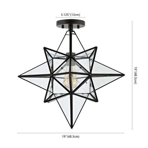 Safavieh ABRIELLE, 19 Inch Geometric Flush Mount Light Fixture for Modern and Transitional Interiors Black FLU4081C