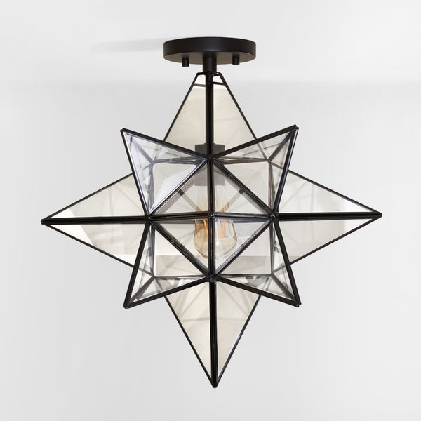 Safavieh ABRIELLE, 19 Inch Geometric Flush Mount Light Fixture for Modern and Transitional Interiors Black FLU4081C