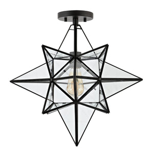 Safavieh ABRIELLE, 19 Inch Geometric Flush Mount Light Fixture for Modern and Transitional Interiors Black FLU4081C