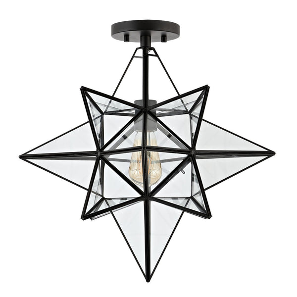 Safavieh ABRIELLE, 19 Inch Geometric Flush Mount Light Fixture for Modern and Transitional Interiors Black FLU4081C