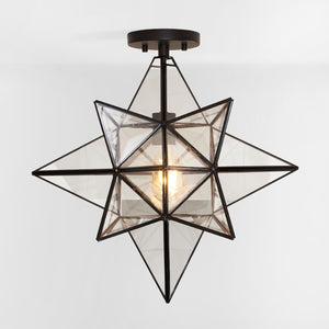 Safavieh ABRIELLE, 19 Inch Geometric Flush Mount Light Fixture for Modern and Transitional Interiors Black FLU4081C