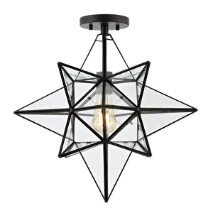 Safavieh ABRIELLE, 19 Inch Geometric Flush Mount Light Fixture for Modern and Transitional Interiors Black FLU4081C