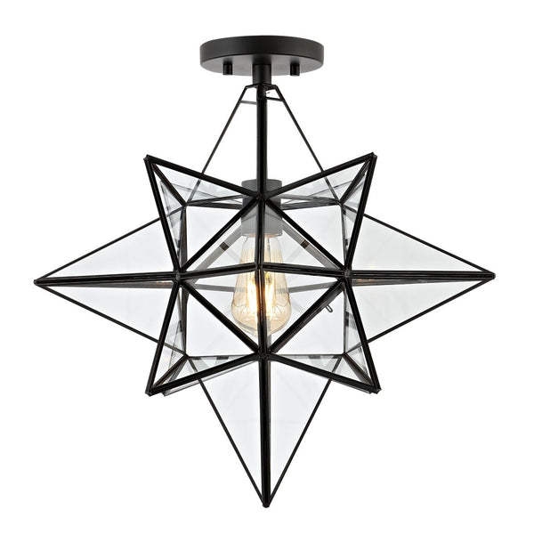 Safavieh ABRIELLE, 19 Inch Geometric Flush Mount Light Fixture for Modern and Transitional Interiors Black FLU4081C