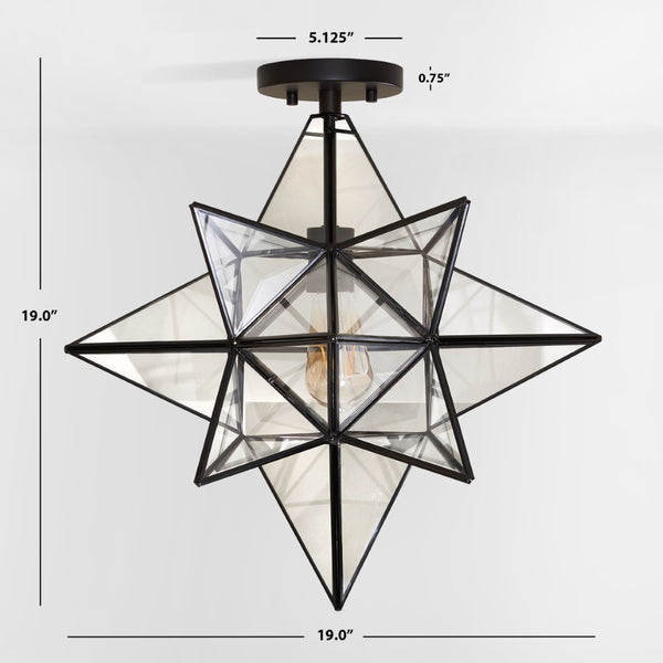 Safavieh ABRIELLE, 19 Inch Geometric Flush Mount Light Fixture for Modern and Transitional Interiors Black FLU4081C