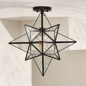 Safavieh ABRIELLE, 19 Inch Geometric Flush Mount Light Fixture for Modern and Transitional Interiors Black FLU4081C