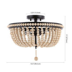Safavieh CASCINA, CASCINA 3-Light Flush Mount, 15.5" Natural/Bronze Iron Fixture - Timeless Elegance for Any Room FLU4084A