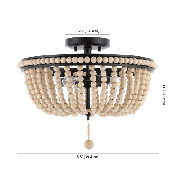 Safavieh CASCINA, CASCINA 3-Light Flush Mount, 15.5" Natural/Bronze Iron Fixture - Timeless Elegance for Any Room FLU4084A