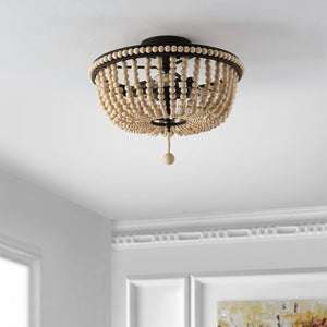 Safavieh CASCINA, CASCINA 3-Light Flush Mount, 15.5" Natural/Bronze Iron Fixture - Timeless Elegance for Any Room FLU4084A
