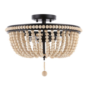 Safavieh CASCINA, CASCINA 3-Light Flush Mount, 15.5" Natural/Bronze Iron Fixture - Timeless Elegance for Any Room FLU4084A