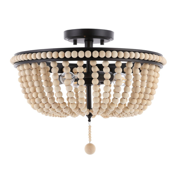 Safavieh CASCINA, CASCINA 3-Light Flush Mount, 15.5" Natural/Bronze Iron Fixture - Timeless Elegance for Any Room FLU4084A