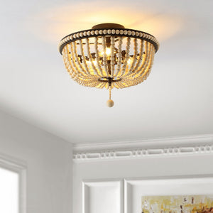 Safavieh CASCINA, CASCINA 3-Light Flush Mount, 15.5" Natural/Bronze Iron Fixture - Timeless Elegance for Any Room FLU4084A