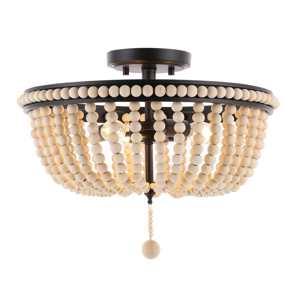 Safavieh CASCINA, CASCINA 3-Light Flush Mount, 15.5" Natural/Bronze Iron Fixture - Timeless Elegance for Any Room FLU4084A