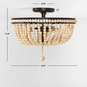 Safavieh CASCINA, CASCINA 3-Light Flush Mount, 15.5" Natural/Bronze Iron Fixture - Timeless Elegance for Any Room FLU4084A