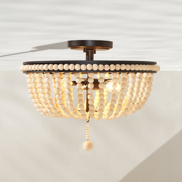 Safavieh CASCINA, CASCINA 3-Light Flush Mount, 15.5" Natural/Bronze Iron Fixture - Timeless Elegance for Any Room FLU4084A
