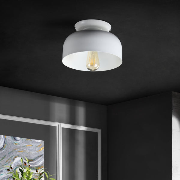 Safavieh DANICA, 10-Inch White Flush Mount Light - Elegant Iron & Ceramic Fixture for Versatile Home Lighting FLU4085A