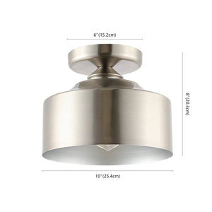 Safavieh FENTON, 10-Inch Nickel Iron Flush Mount Light - Elegant Ceiling Fixture for Modern & Classic Spaces FLU4086A